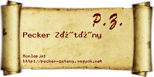 Pecker Zétény névjegykártya